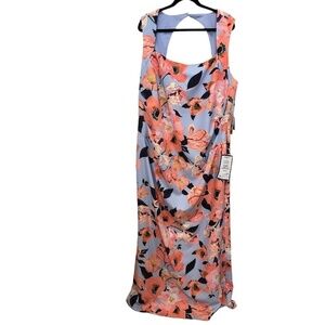 ADRIANNA PAPELL PLUS SIZE 22W FLORAL LONG FORMAL DRESS WEDDING BRIDESMAID NWT